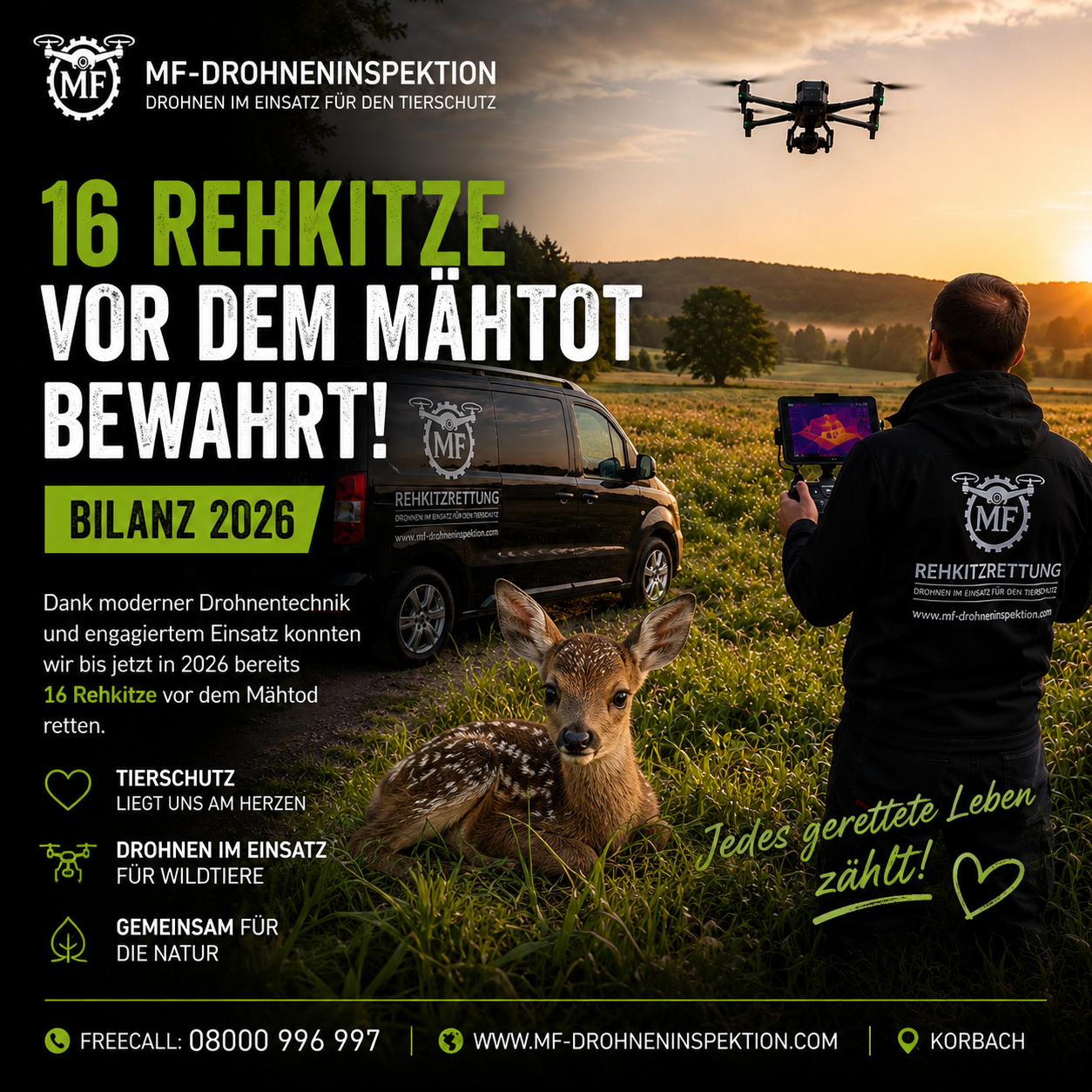 🦌 16 Rehkitze gerettet – Bilanz 2026 🦌